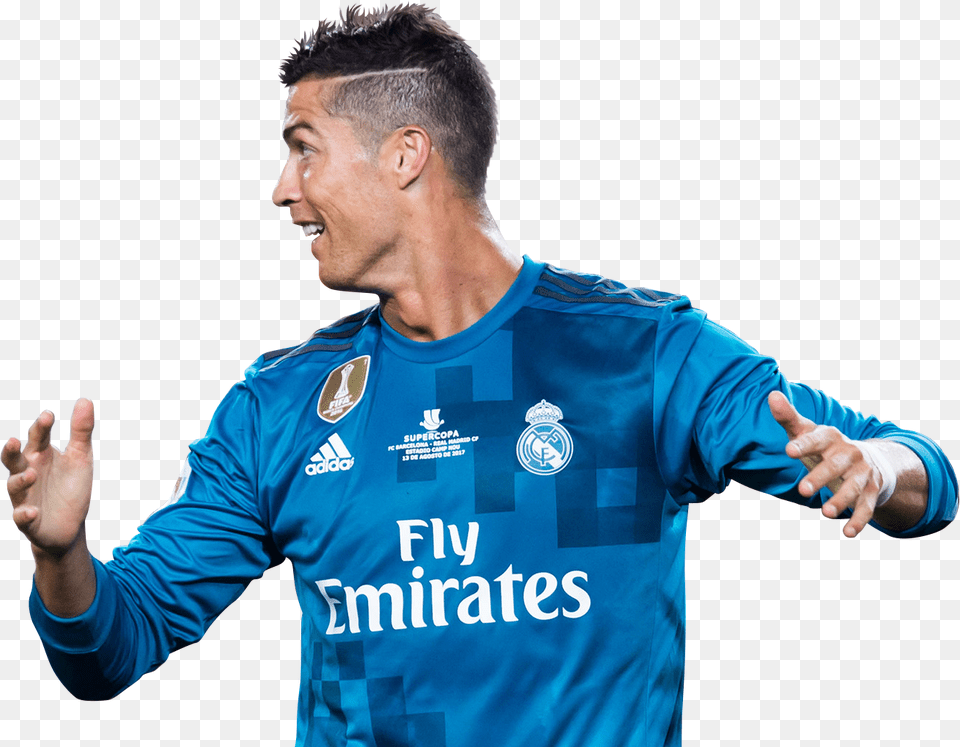 Black And White Download Cristiano Ronaldo Cr Real 2016 17 Real Madrid Away Ls Shirt Morata 21 Wtags, Face, Head, Person, Adult Free Png