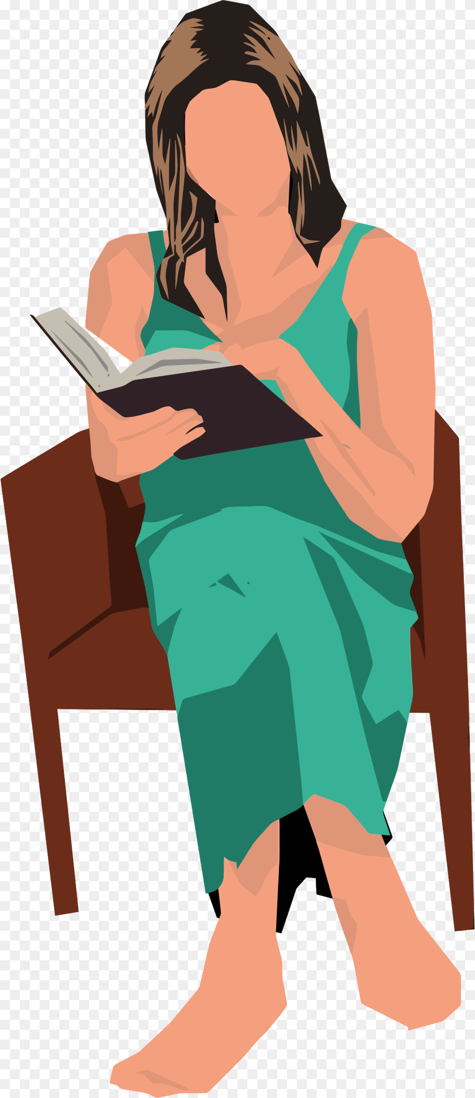 Black And White Woman Reading Big Image Someone Sitting In A Chair Clipart, Person, Adult, Female, Book Free Png Download