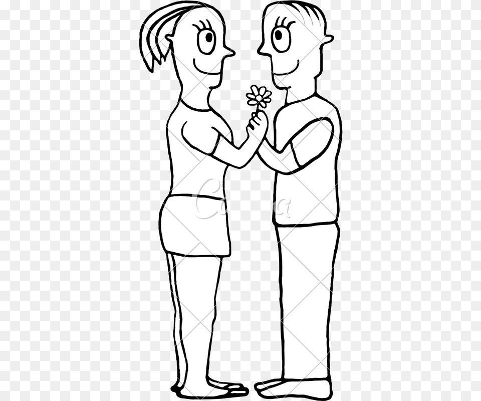Black And White Drawing Couple In Love Concept Personas Mirandose A Los Ojos Dibujo, Book, Comics, Publication, Person Png Image