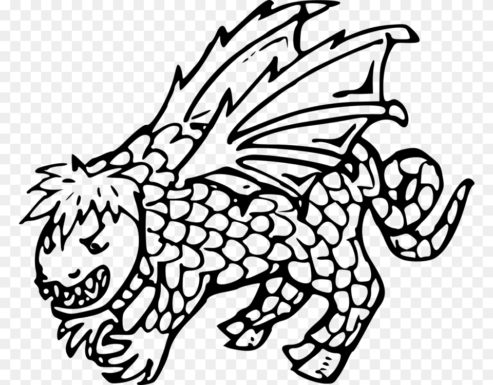 Black And White Drawing Legendary Creature Line Art Catoblepas, Gray Free Png Download