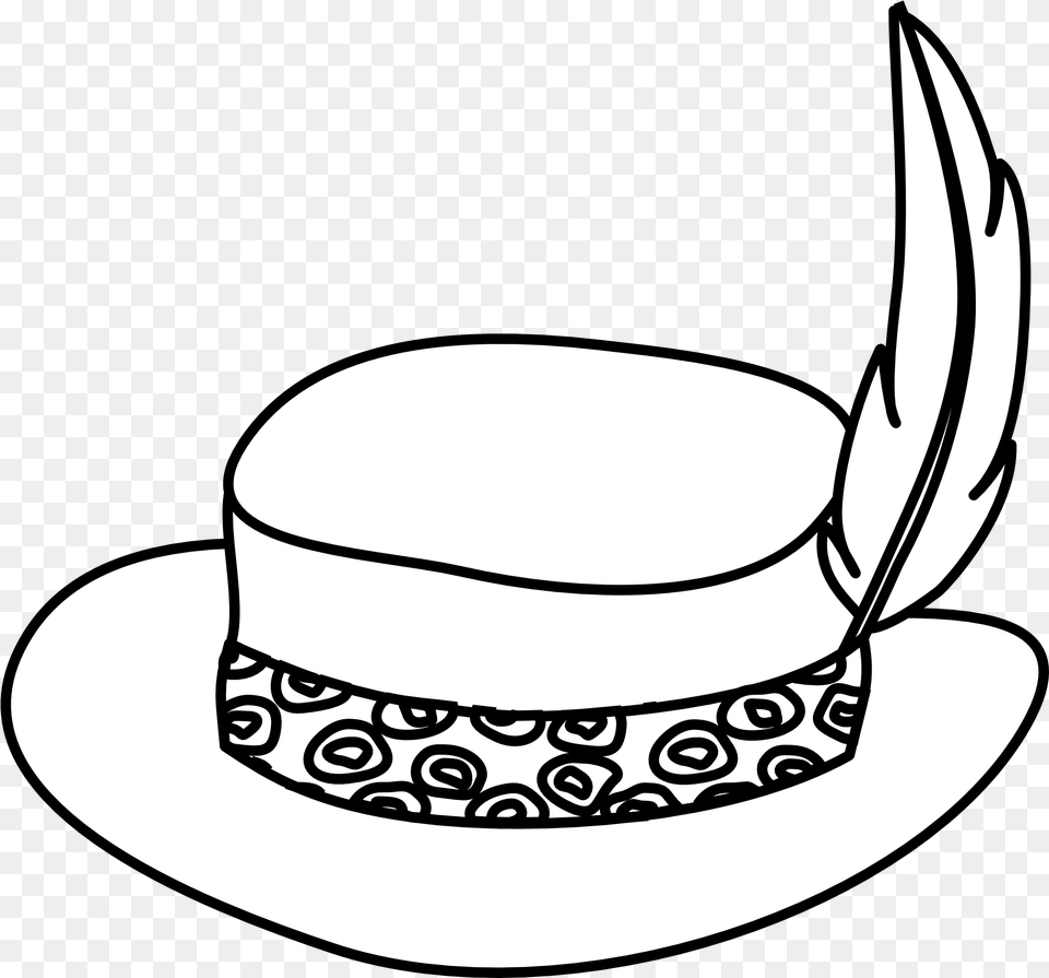 Black And White Drawing Of The Hat With Feather Outline Image Of Hat, Clothing, Cowboy Hat Free Transparent Png