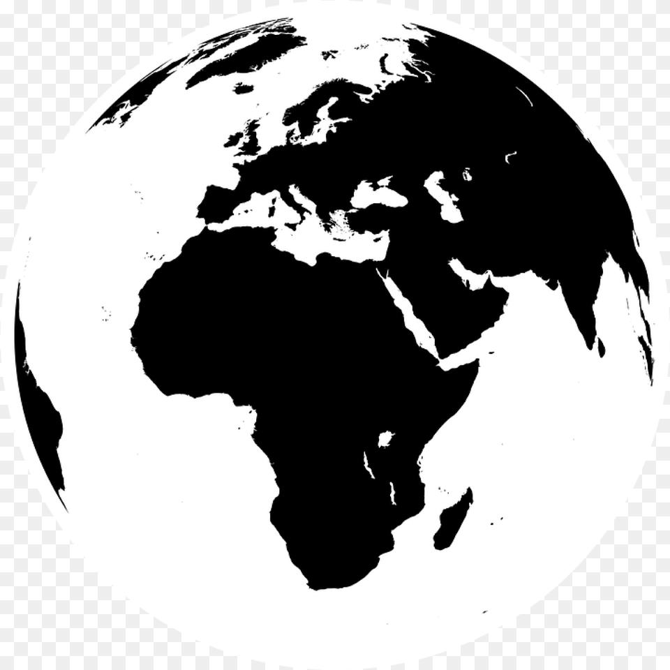 Black And White Earth World Globe Black And White, Astronomy, Outer Space, Planet, Person Png
