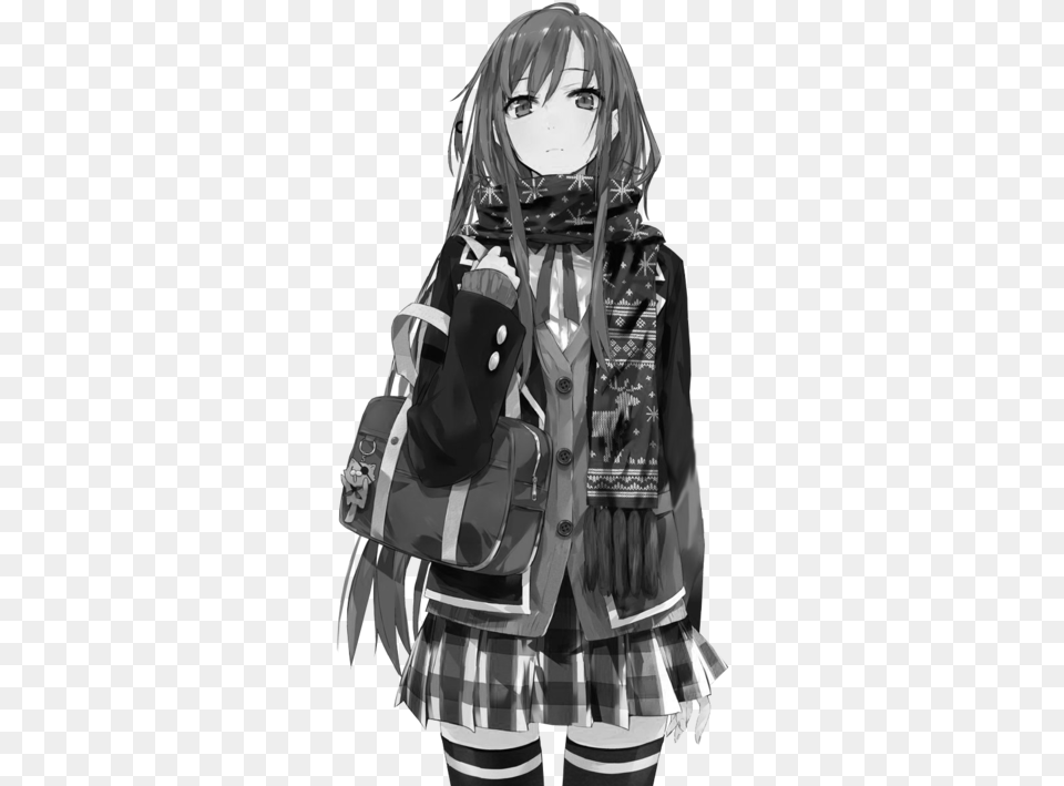 Black And White Edit Monochrome Anime Girl Click And, Publication, Book, Comics, Person Free Transparent Png