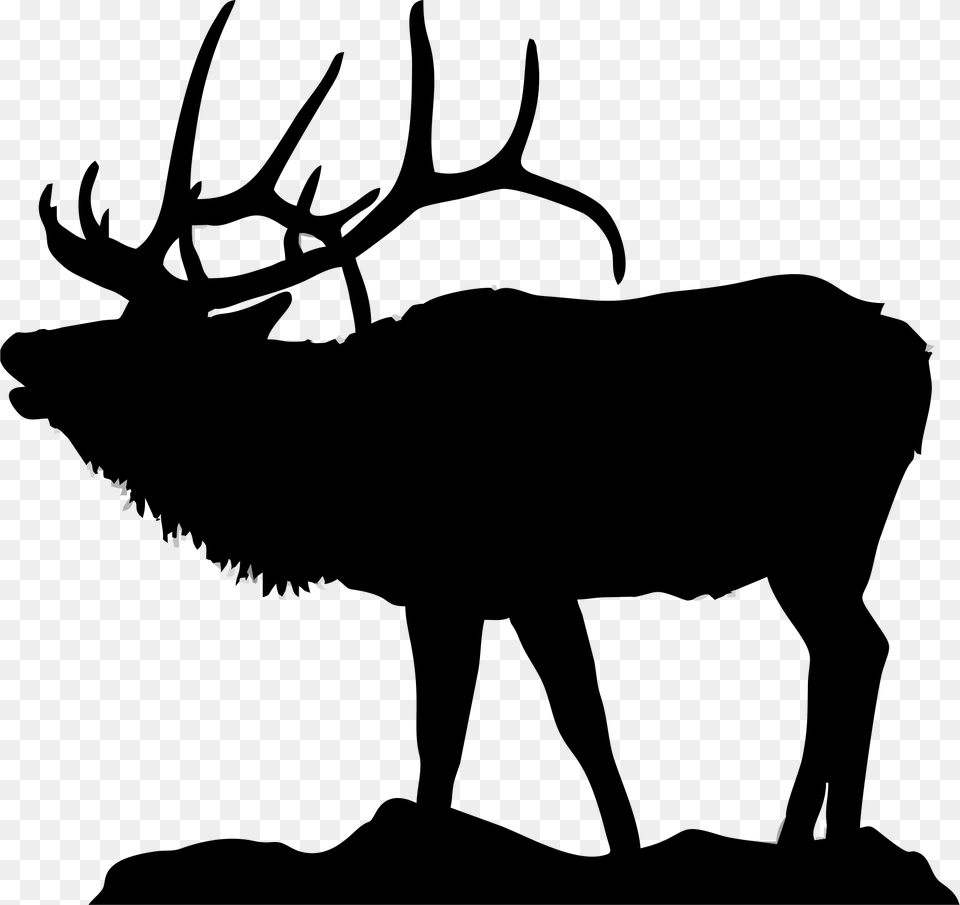 Black And White Elk, Animal, Deer, Mammal, Silhouette Free Png