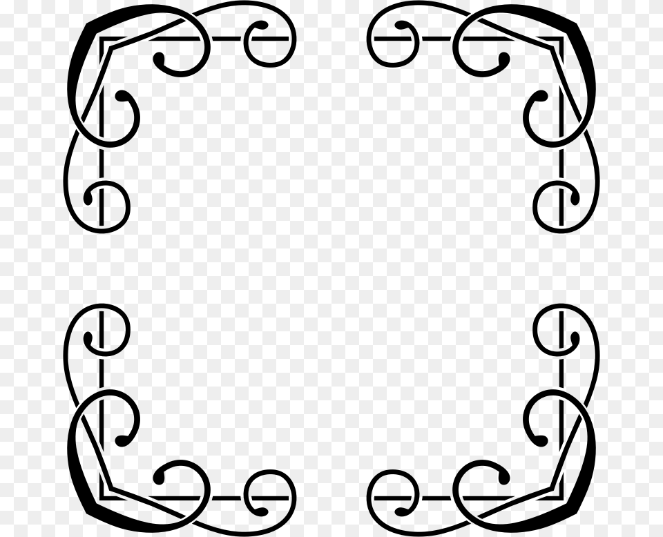 Black And White Fl Border Design Collections Floral Calligraphy Border Designs, Gray Free Png