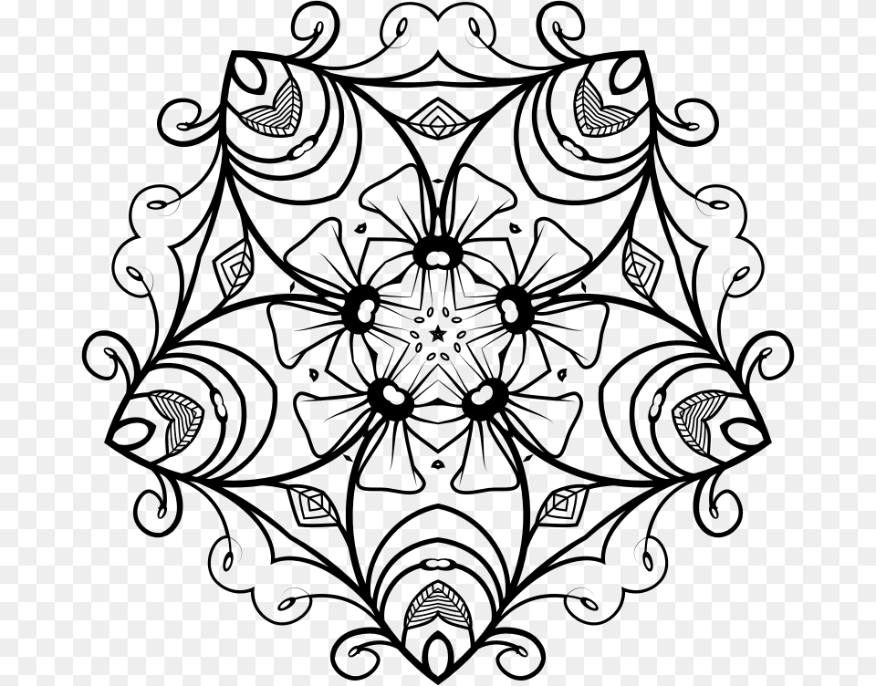 Black And White Floral Design Gambar Dekoratif Hitam Putih, Gray Png