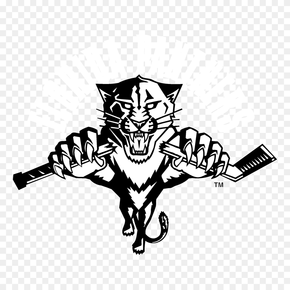 Black And White Florida Panthers Logo Cartoon Panther, Stencil, Emblem, Symbol, Baby Png