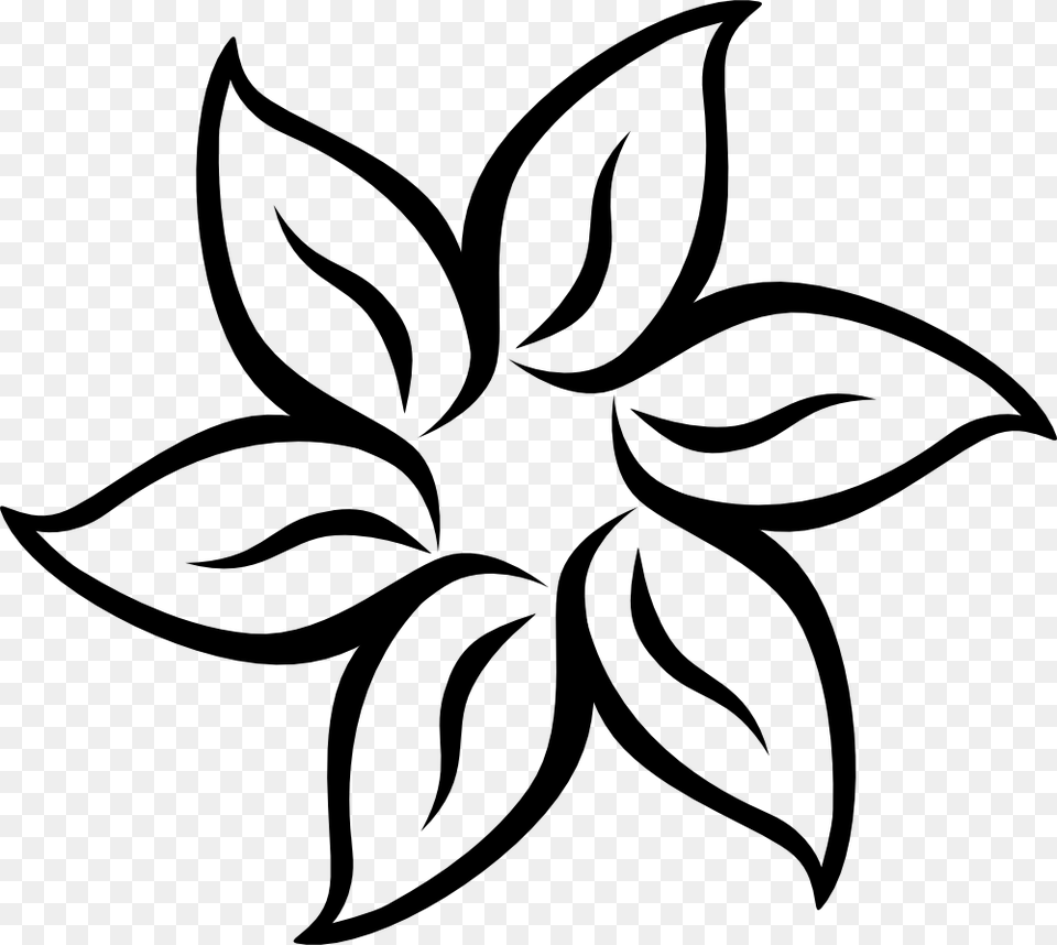 Black And White Flower, Stencil, Pattern, Art, Floral Design Free Png Download