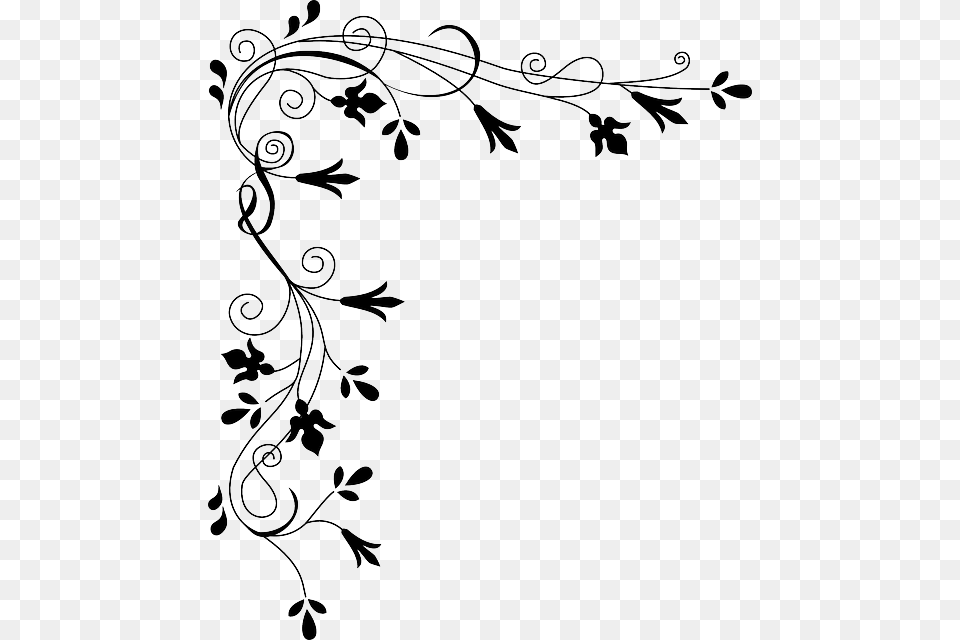 Black And White Flower Border, Art, Floral Design, Graphics, Green Free Png