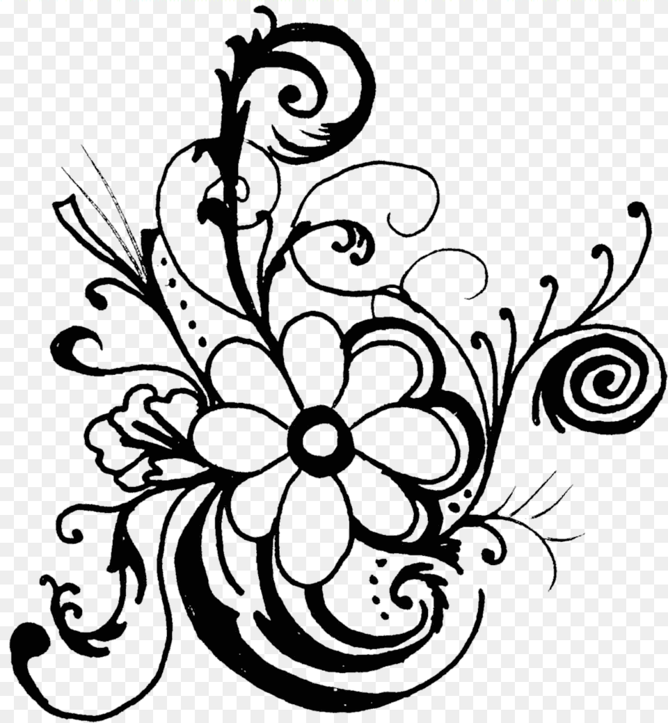 Black And White Flower Border Clipart Clip Art, Floral Design, Graphics, Pattern Png