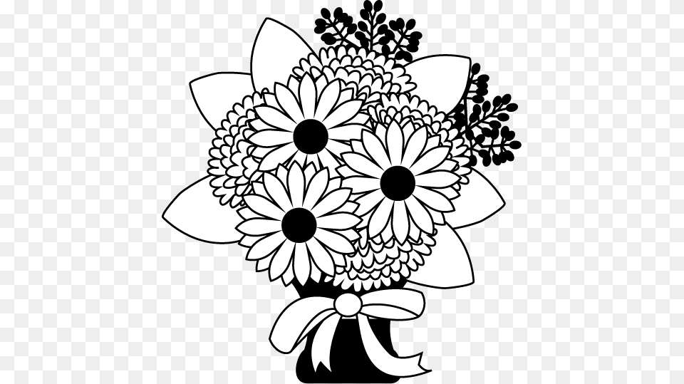 Black And White Flower Bouquet Clip Art, Pattern, Graphics, Floral Design, Daisy Free Png Download