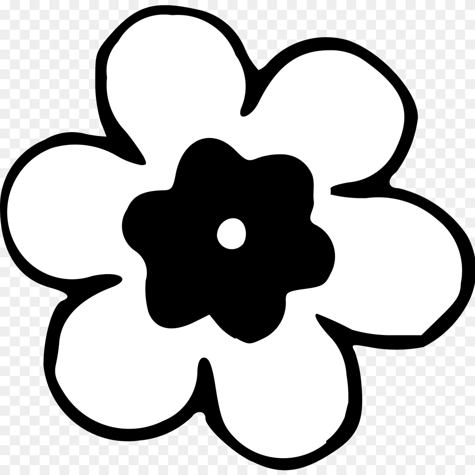 Black And White Flower Clipart, Anemone, Plant, Stencil, Animal Png Image