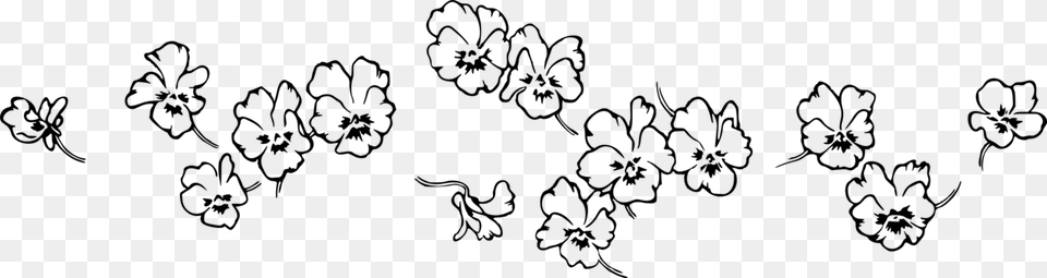 Black And White Flower Drawing, Gray Free Png Download