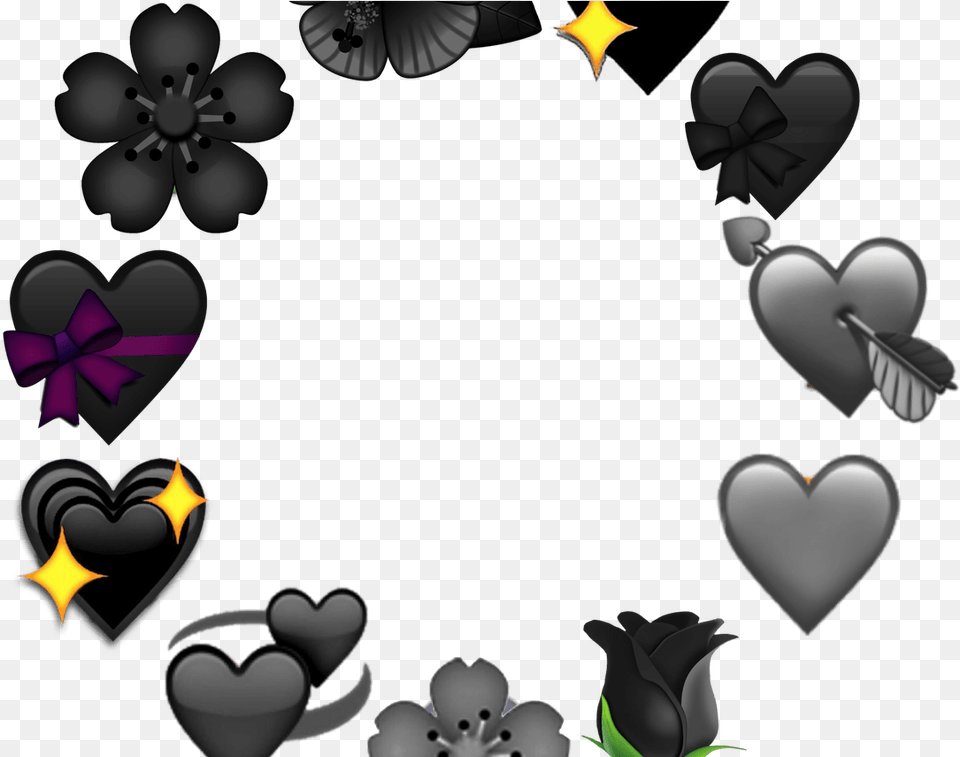 Black And White Flower Emoji Instagram Black Heart Emoji, Art, Graphics Free Png Download