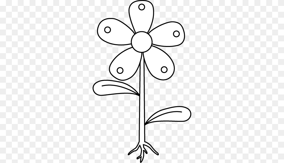 Black And White Flower Garden Clipart Flower With Roots Outline, Stencil, Animal, Dragonfly, Insect Free Png Download