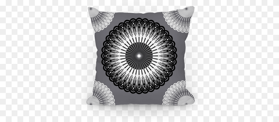 Black And White Flower Mandala Pillow Pillow, Cushion, Home Decor, Pattern Png