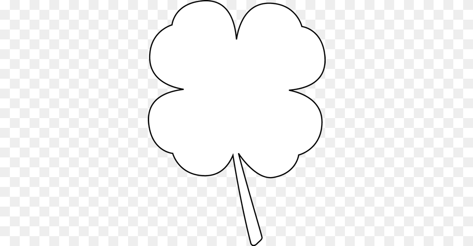 Black And White Four Leaf Clover Clip Art White Clover Transparent Background, Stencil, Food, Sweets Free Png