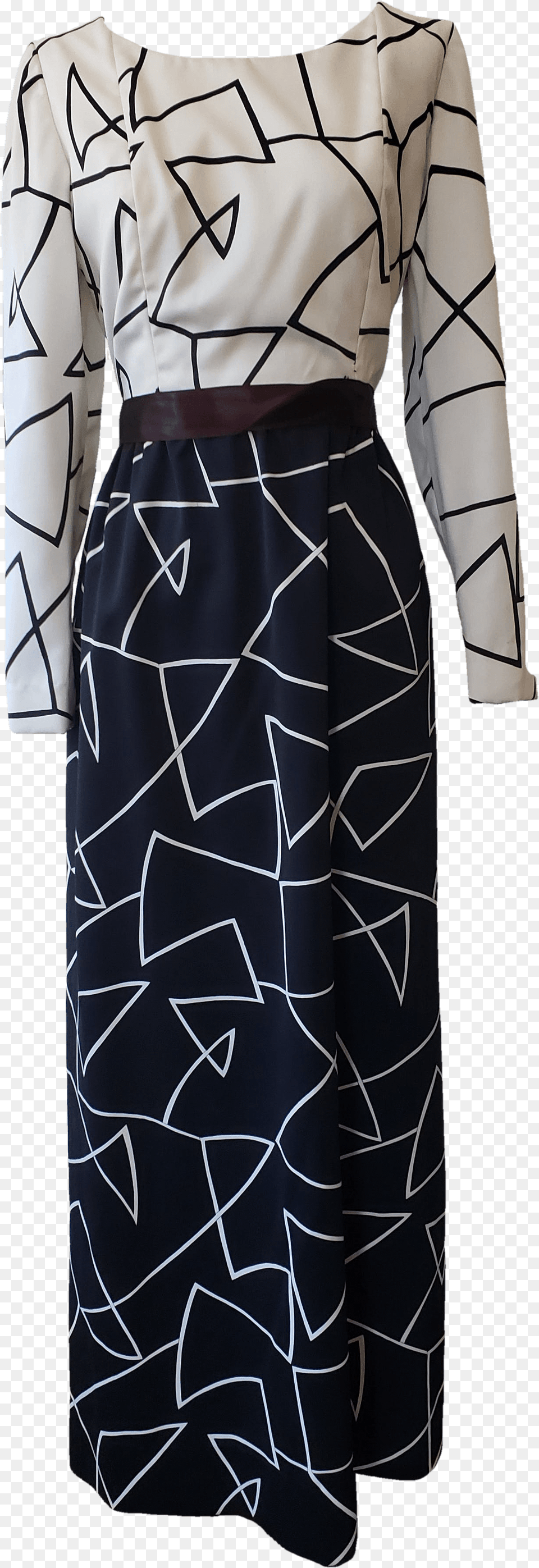 Black And White Geometric Pattern Dress By Helga A Line, Clothing, Formal Wear, Adult, Person Png Image