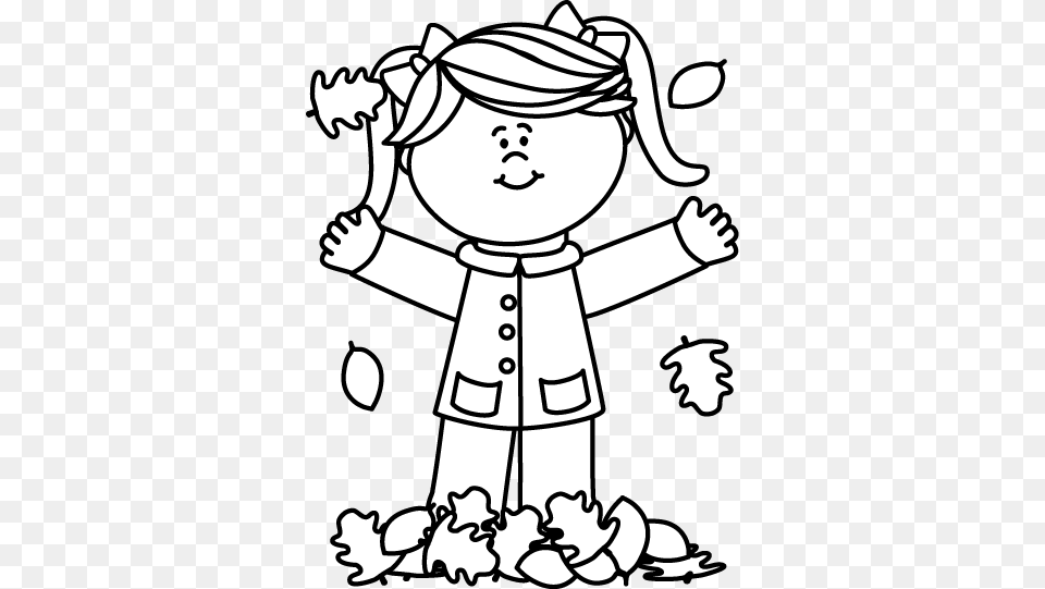 Black And White Girl Playing In Leaves Digital Stampsclip, Baby, Person, Face, Head Free Transparent Png