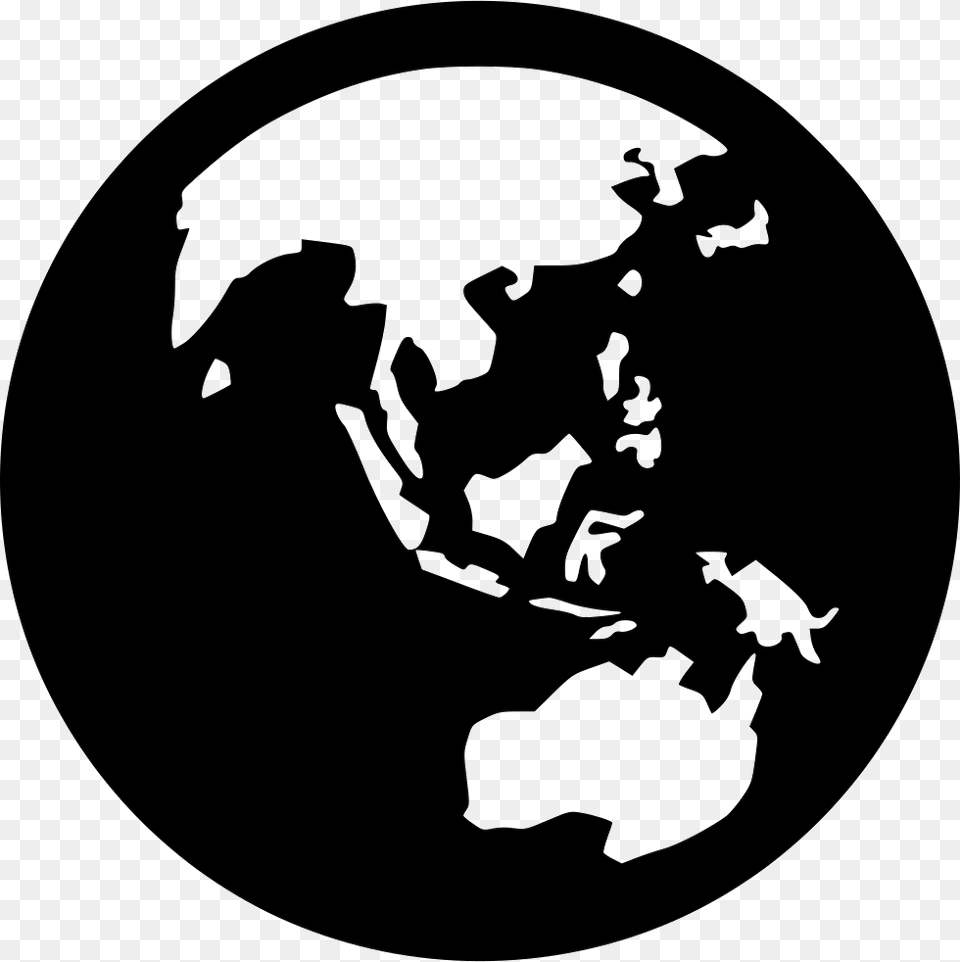 Black And White Globe Asia, Astronomy, Outer Space, Planet Png Image