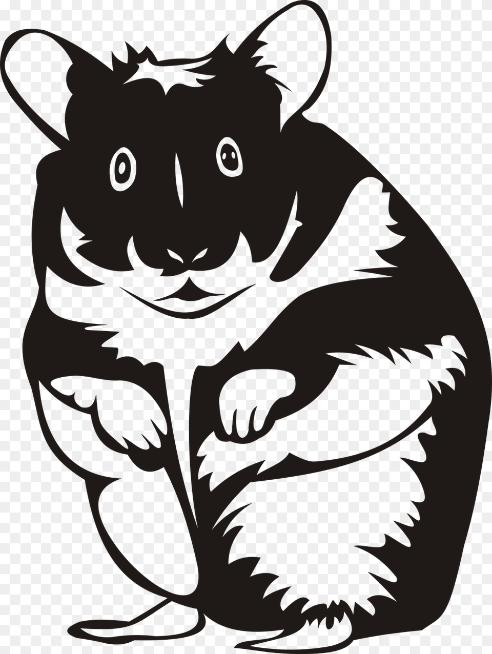 Black And White Hamster Cartoon, Stencil, Person, Animal, Mammal Free Png