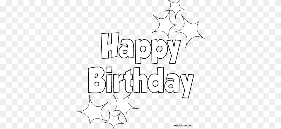 Black And White Happy Birthday Clipart Image Happy Birthday White, Symbol, Text Free Png