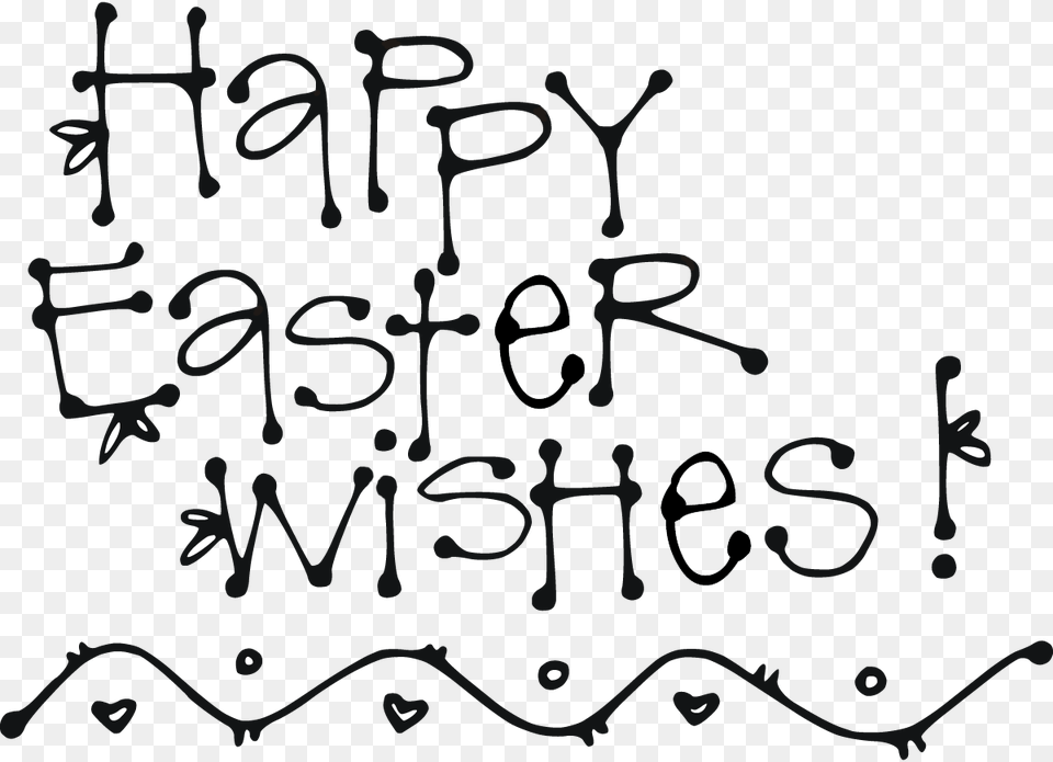 Black And White Happy Easter Clip Art, Text, Blackboard Png Image