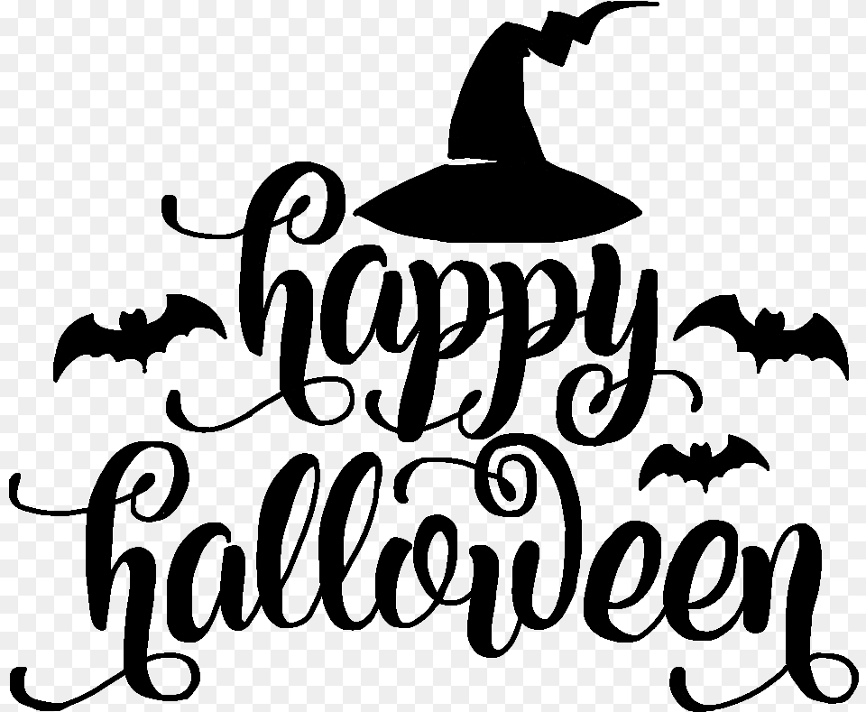 Black And White Happy Halloween Clip Art, Gray Free Transparent Png