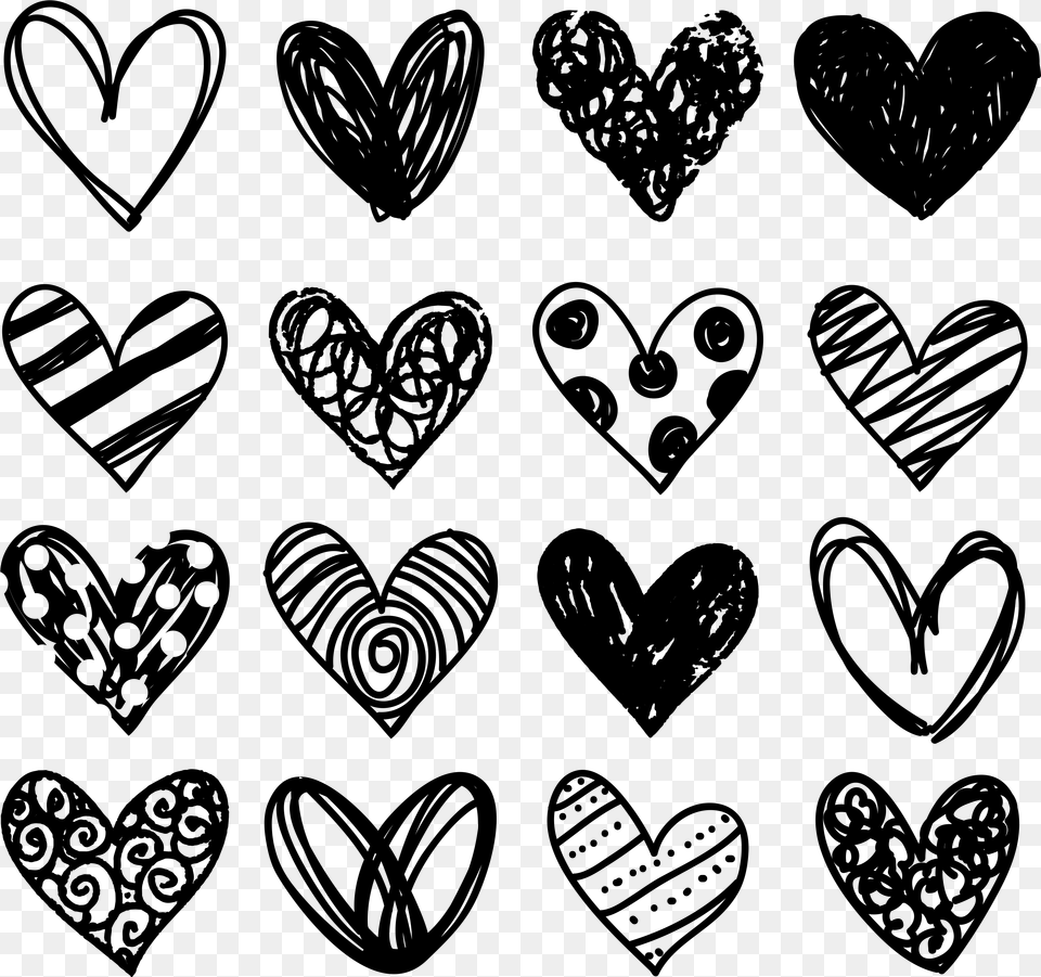 Black And White Hearts Clipart, Gray Png Image