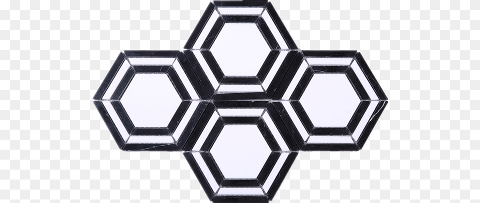 Black And White Hexagon Pattern Stone Mesh Mounted Mosaic Tile, Cross, Symbol Free Png