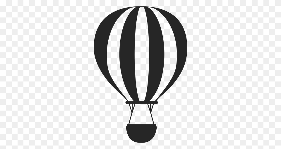 Black And White Hot Air Balloon Silhouette, Aircraft, Transportation, Vehicle, Hot Air Balloon Free Transparent Png