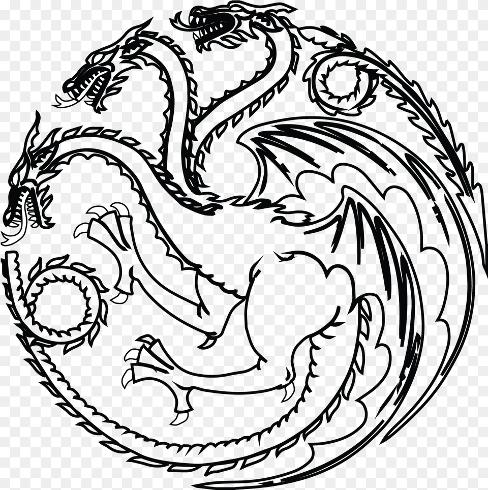 Black And White House Targaryen Sigil Download Printable Game Of Thrones Banner, Pattern, Dragon Free Transparent Png