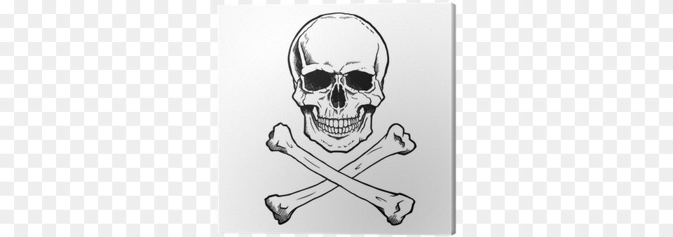 Black And White Human Skull And Crossbones Skull And Crossbones With Eye Patch, Person, Art, Drawing, Face Free Png Download