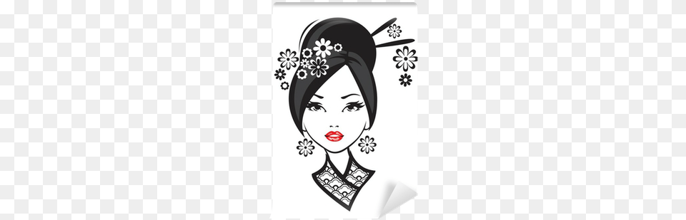 Black And White Illustration Of Elegant Japanese Woman Donne Giapponesi Bianco E Nero, Stencil, Accessories, Adult, Female Png Image