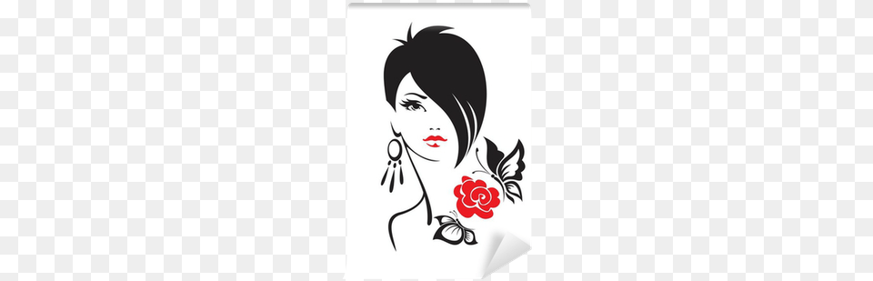 Black And White Illustration Of Elegant Woman Wall Cheap Wall Stickers Fashion Beauty And Butterfly Pattern, Accessories, Stencil, Jewelry, Graphics Free Png
