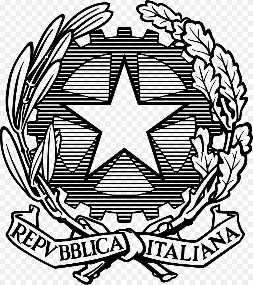 Black And White Italian Republic Emblem Clipart, Symbol, Logo Free Png