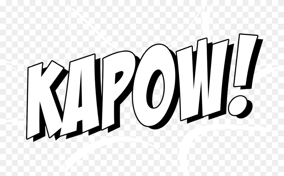 Black And White Kapow Logo Image Kapow Image Black And White, Stencil, Text, Symbol Png