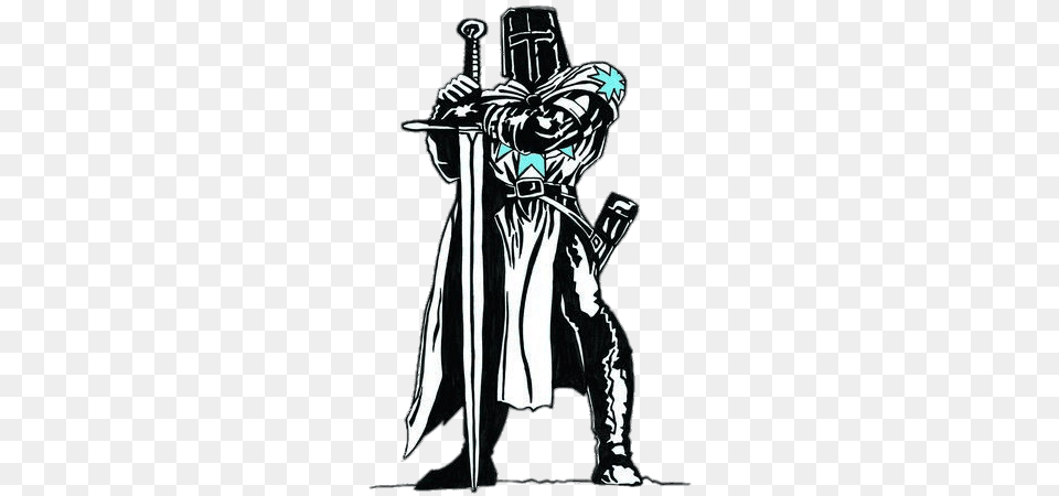 Black And White Knight, Person, Sword, Weapon, Adult Free Png