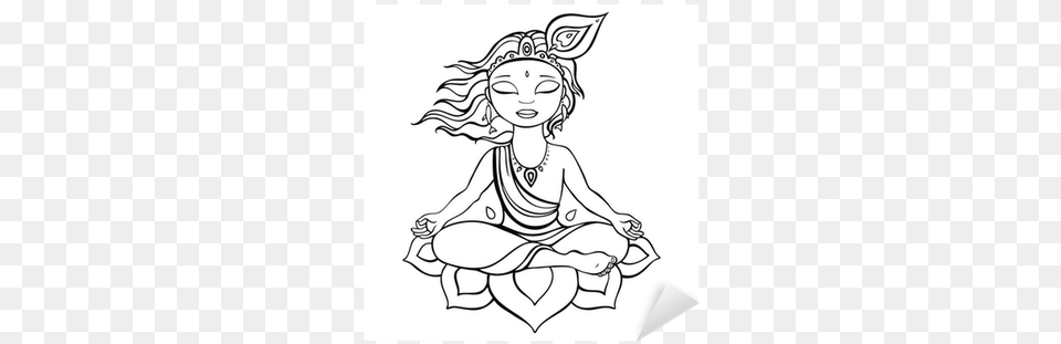 Black And White Krishna Vector, Art, Drawing, Baby, Person Free Transparent Png