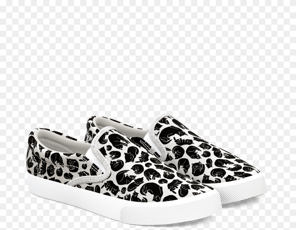 Black And White Leopard Slip On Sneakers, Clothing, Footwear, Shoe, Sneaker Png Image
