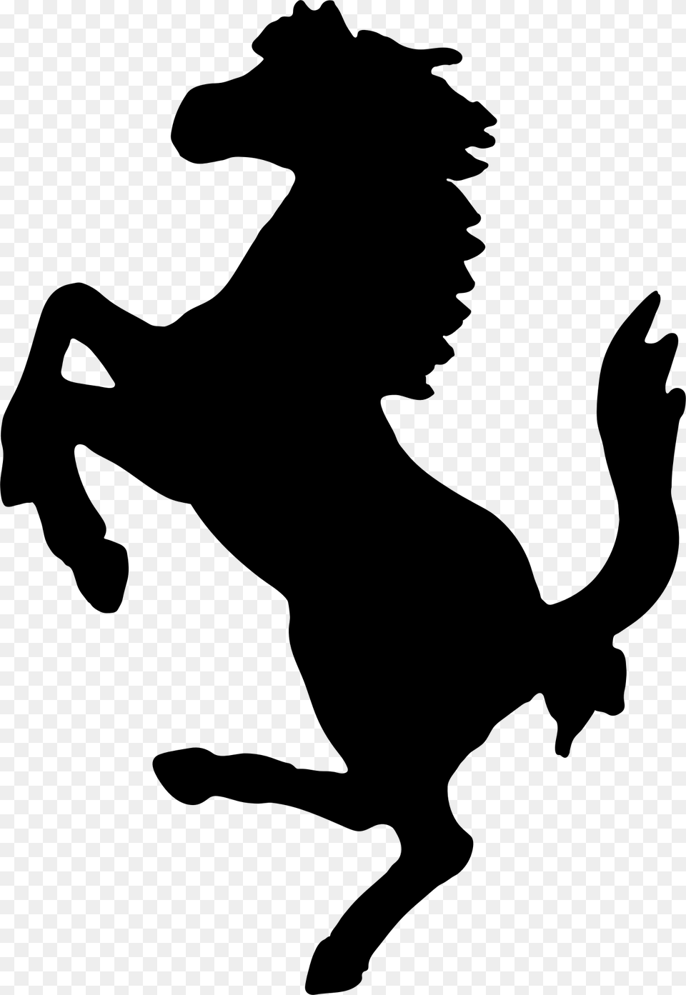 Black And White Library Clipart Silhouette Big Ferrari Prancing Horse, Gray Free Png Download