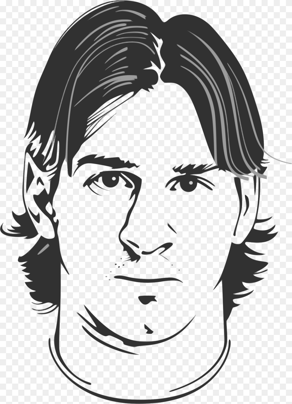 Black And White Lionel Messi Clipart, Face, Head, Person, Photography Png Image