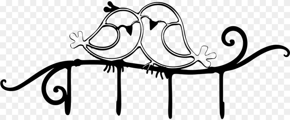 Black And White Love Birds Clipart, Gray Free Png Download