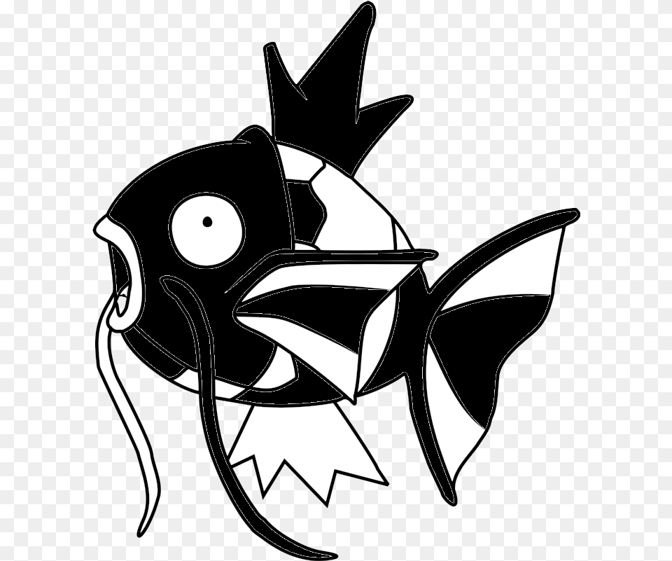 Black And White Magikarp Black White Magikarp, Stencil Free Png