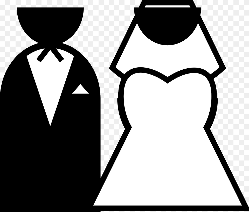 Black And White Marriage Clipart, Stencil, Formal Wear, Clothing, Dress Free Transparent Png