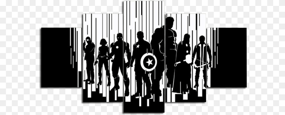 Black And White Marvel Prints, Silhouette, Person, People, Stencil Free Transparent Png
