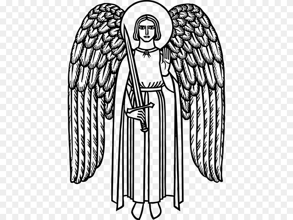 Black And White Medieval Angel, Gray Free Png Download