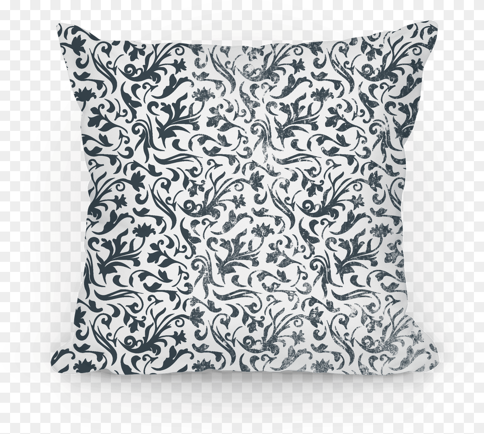 Black And White Medieval Flower Pattern Pillows Lookhuman Decorative, Cushion, Home Decor, Pillow Png Image