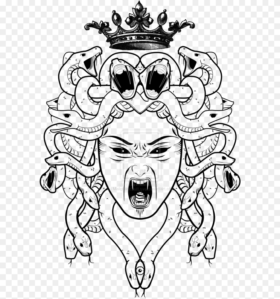 Black And White Medusa Gorgona Queen Tattoo Design Medusa Vector, Logo, Emblem, Symbol, Text Free Transparent Png