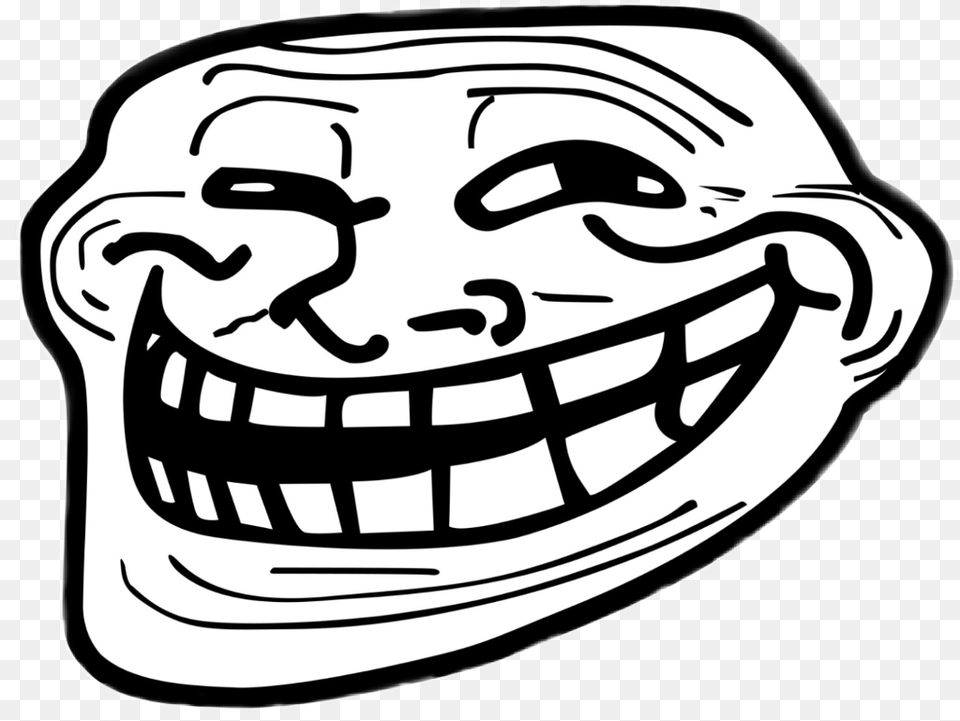 Black And White Memes Download Troll Face, Stencil, Sticker, Clothing, Hat Png Image